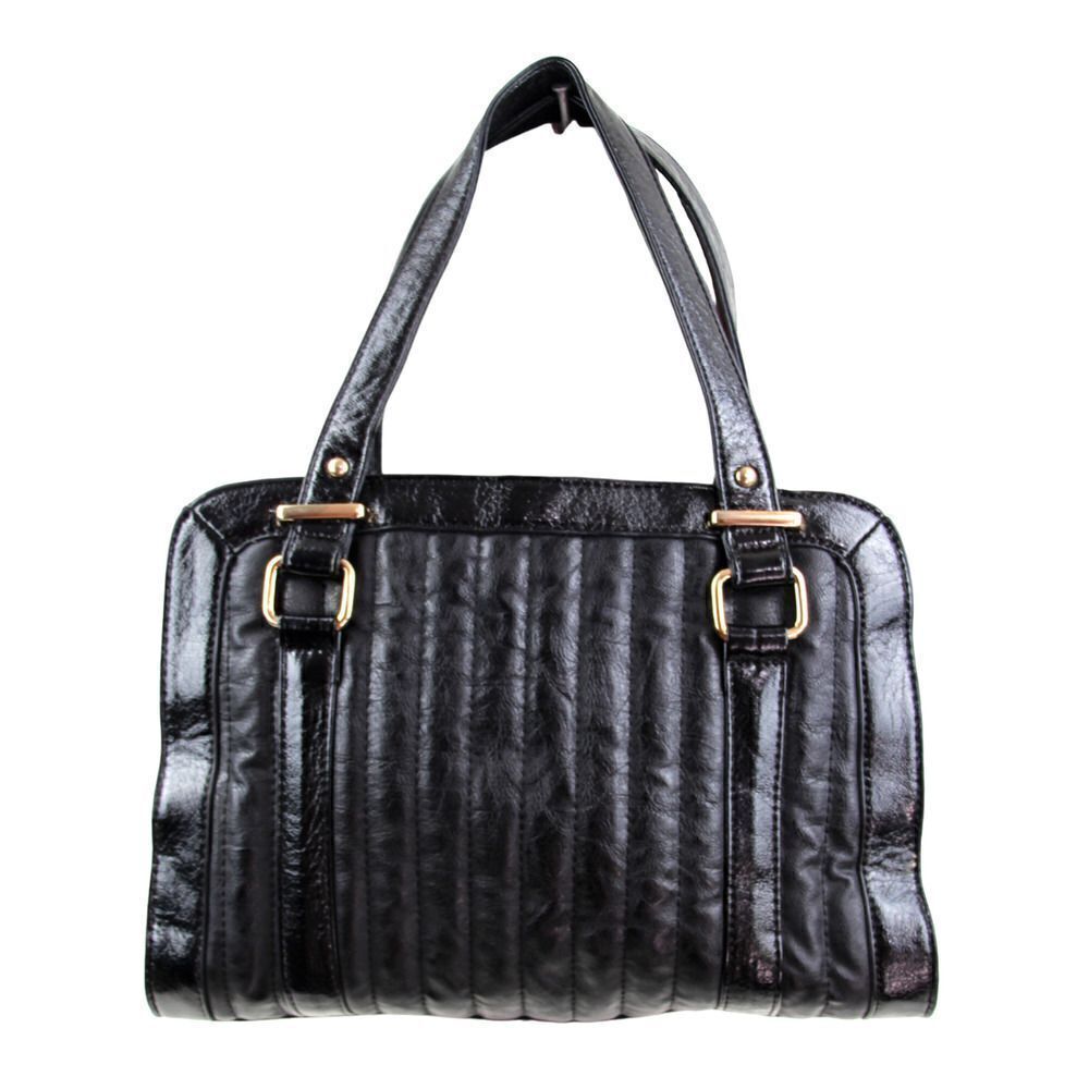 CHARMING CHARLIE STITCHED BLACK POLYURETANE SHOULDER BAG HANDBAG TOTE HOBO PURSE